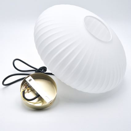 Luster na lanku HARMA 1xE27/15W/230V pr. 30 cm biela/zlatá