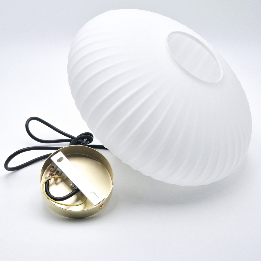 Luster na lanku HARMA 1xE27/15W/230V pr. 30 cm biela/zlatá
