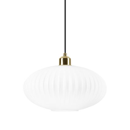 Luster na lanku HARMA 1xE27/15W/230V pr. 30 cm biela/zlatá