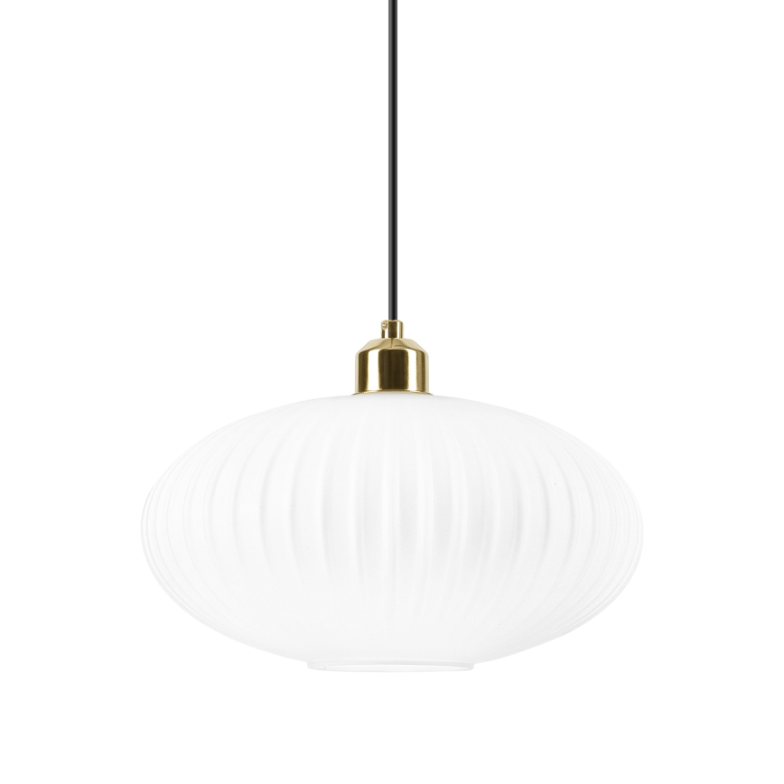 Luster na lanku HARMA 1xE27/15W/230V pr. 30 cm biela/zlatá