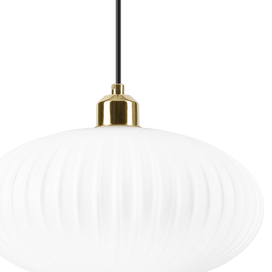 Luster na lanku HARMA 1xE27/15W/230V pr. 30 cm biela/zlatá