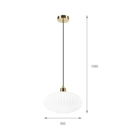 Luster na lanku HARMA 1xE27/15W/230V pr. 30 cm biela/zlatá