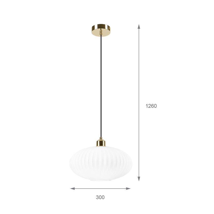 Luster na lanku HARMA 1xE27/15W/230V pr. 30 cm biela/zlatá