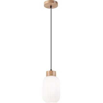 Luster na lanku HARMONY 1xE27/15W/230V pr. 14 cm biela/dub