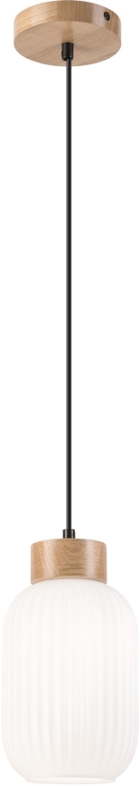 Luster na lanku HARMONY 1xE27/15W/230V pr. 14 cm biela/dub