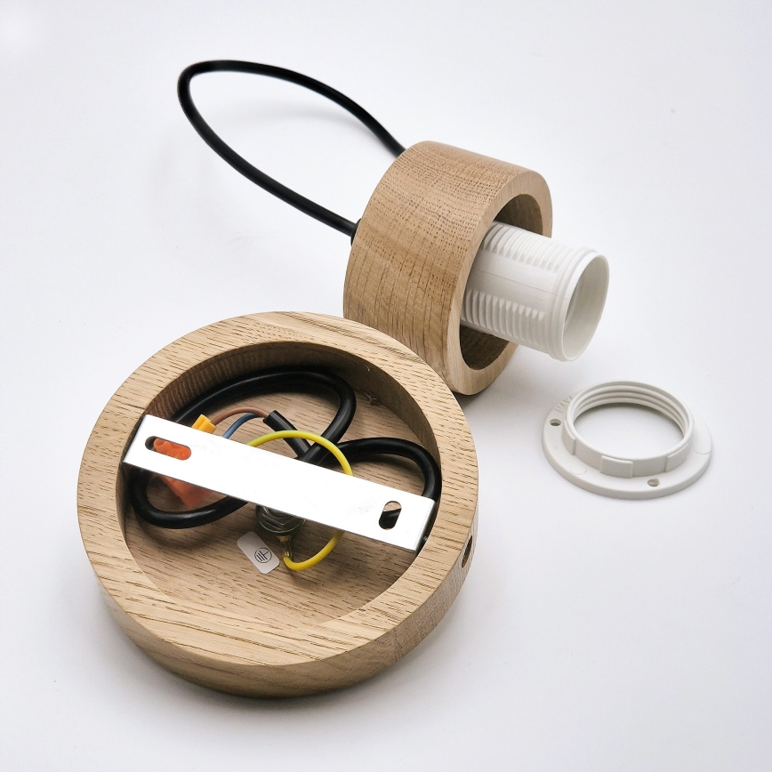 Luster na lanku HARMONY 1xE27/15W/230V pr. 14 cm biela/dub