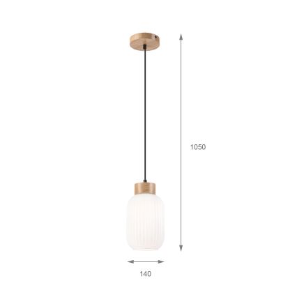 Luster na lanku HARMONY 1xE27/15W/230V pr. 14 cm biela/dub