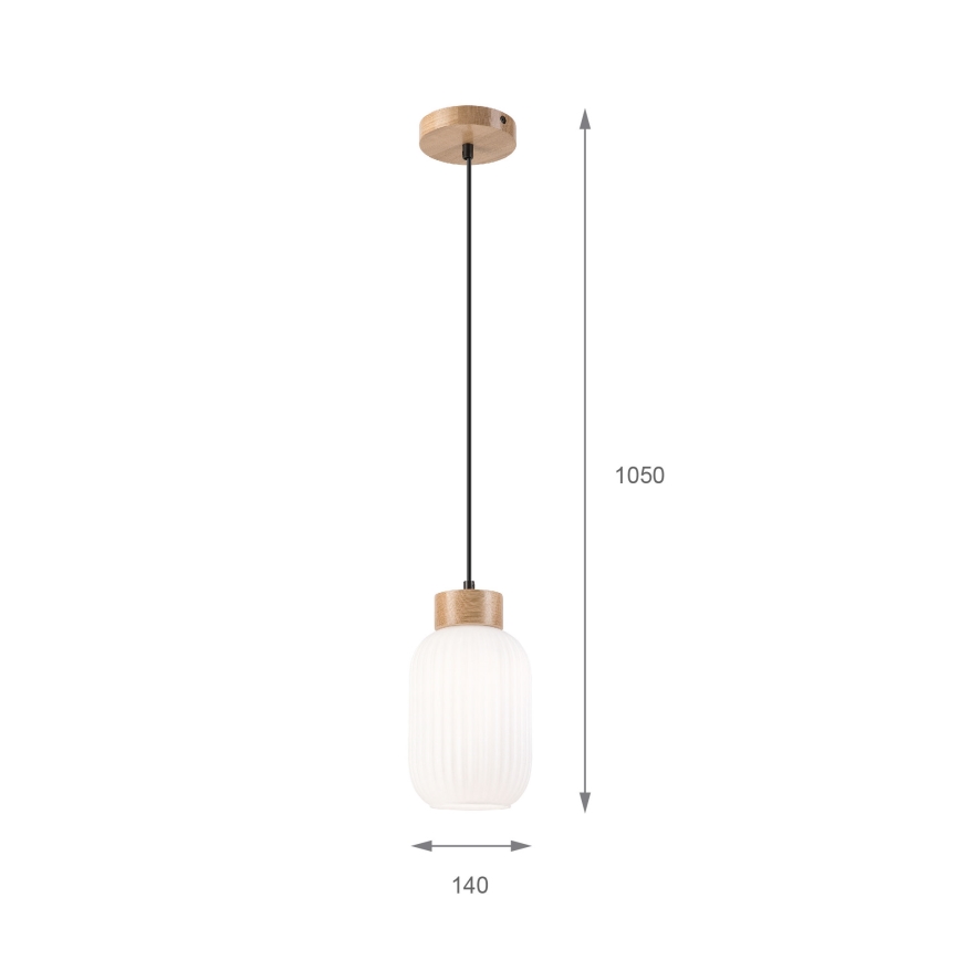 Luster na lanku HARMONY 1xE27/15W/230V pr. 14 cm biela/dub