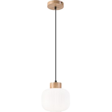 Luster na lanku HARMONY 1xE27/15W/230V pr. 20 cm biela/dub