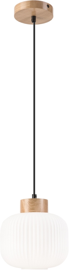 Luster na lanku HARMONY 1xE27/15W/230V pr. 20 cm biela/dub