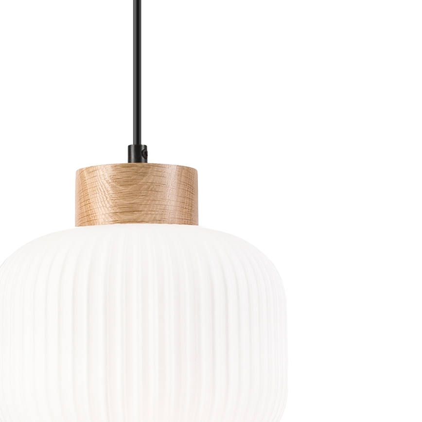 Luster na lanku HARMONY 1xE27/15W/230V pr. 20 cm biela/dub