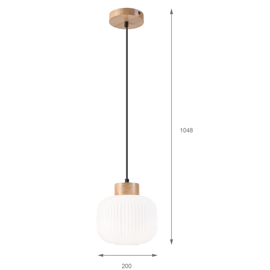 Luster na lanku HARMONY 1xE27/15W/230V pr. 20 cm biela/dub