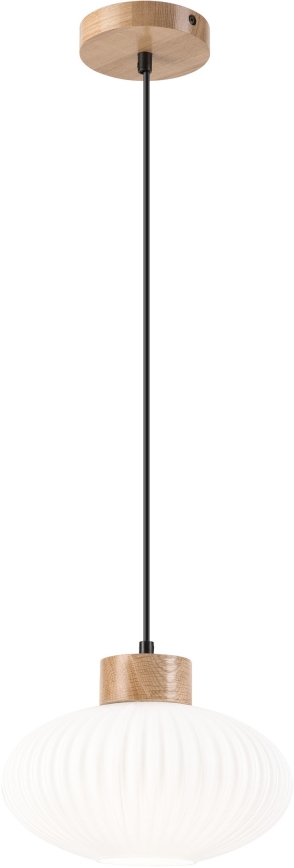 Luster na lanku HARMONY 1xE27/15W/230V pr. 25 cm biela/dub