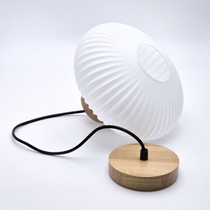 Luster na lanku HARMONY 1xE27/15W/230V pr. 25 cm biela/dub