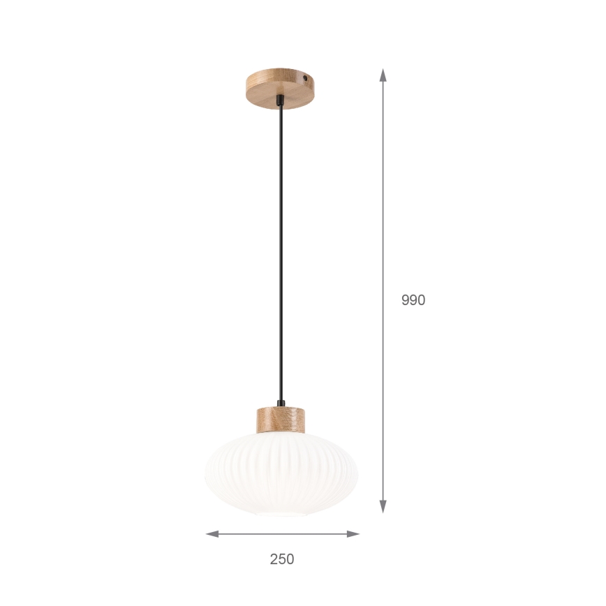 Luster na lanku HARMONY 1xE27/15W/230V pr. 25 cm biela/dub