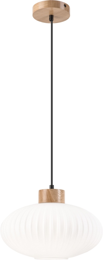 Luster na lanku HARMONY 1xE27/15W/230V pr. 30 cm biela/dub