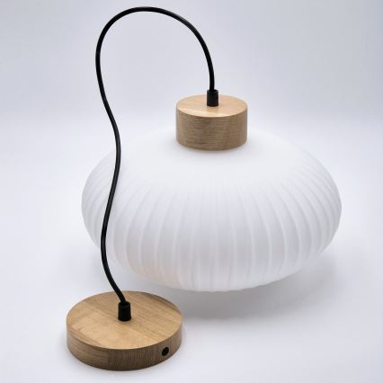 Luster na lanku HARMONY 1xE27/15W/230V pr. 30 cm biela/dub