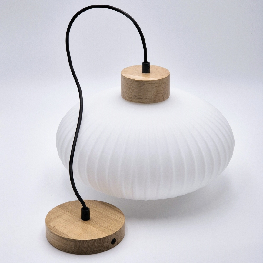 Luster na lanku HARMONY 1xE27/15W/230V pr. 30 cm biela/dub