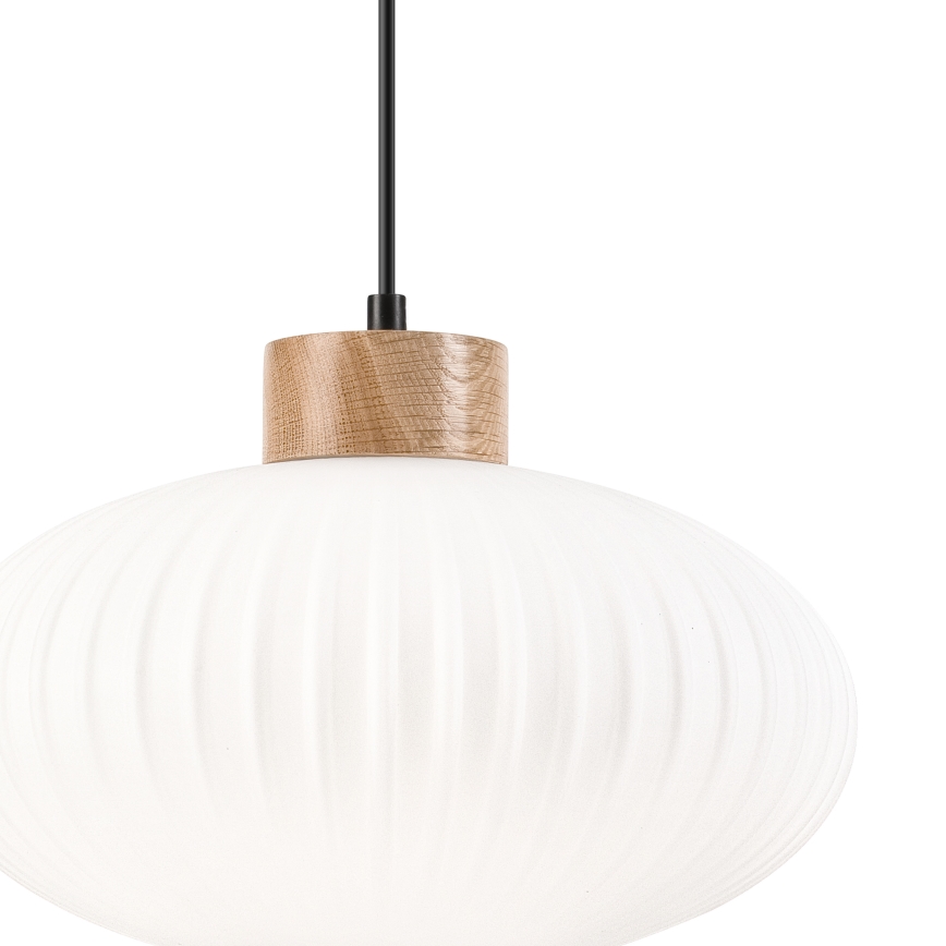 Luster na lanku HARMONY 1xE27/15W/230V pr. 30 cm biela/dub