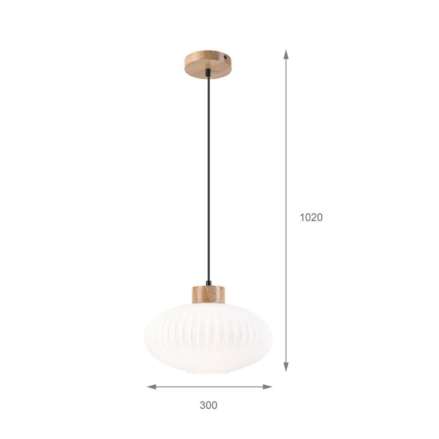 Luster na lanku HARMONY 1xE27/15W/230V pr. 30 cm biela/dub