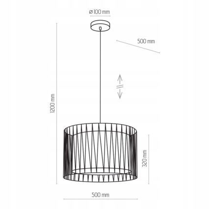 Luster na lanku HARMONY BLACK 3xE27/60W/230V