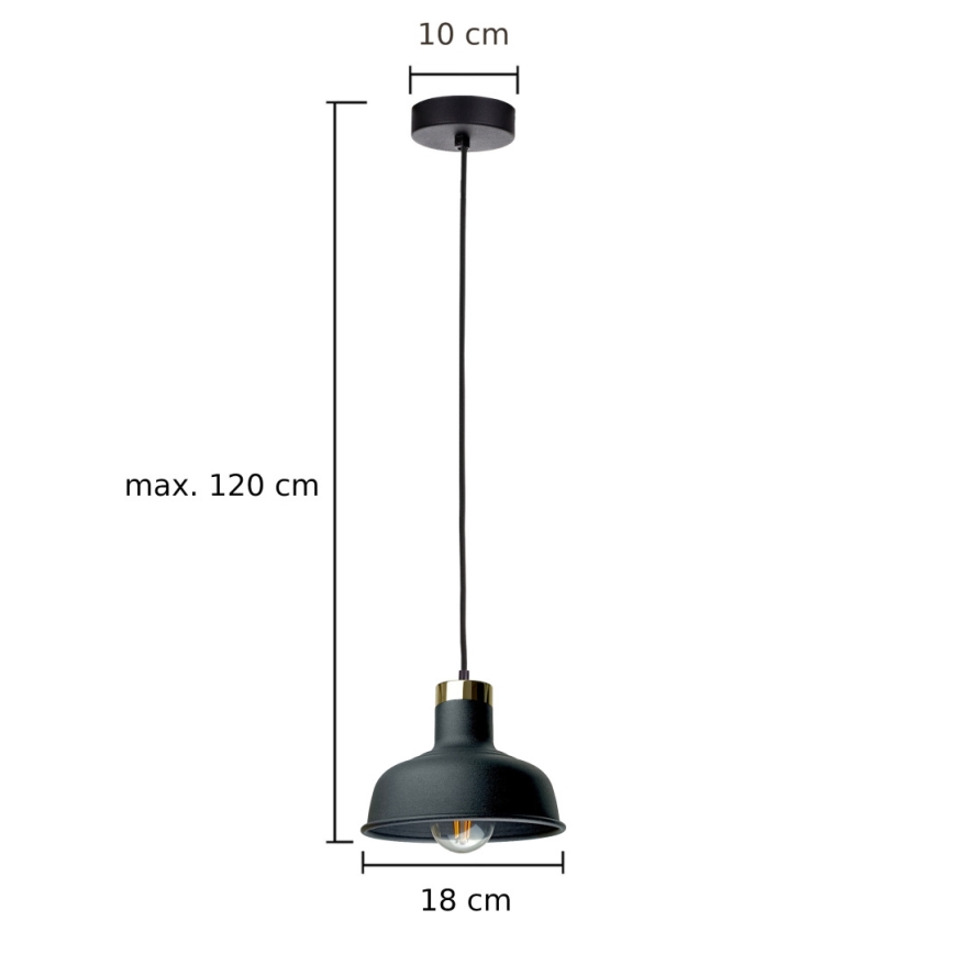 Luster na lanku HEBE 1xE27/60W/230V čierna