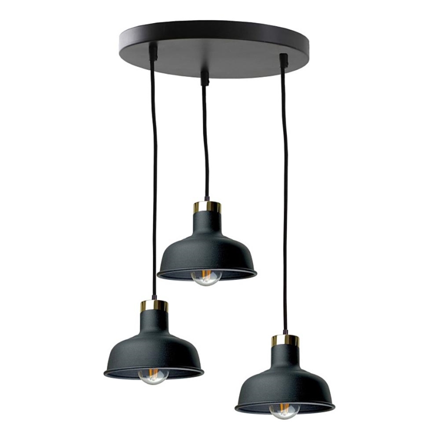 Luster na lanku HEBE 3xE27/60W/230V čierna
