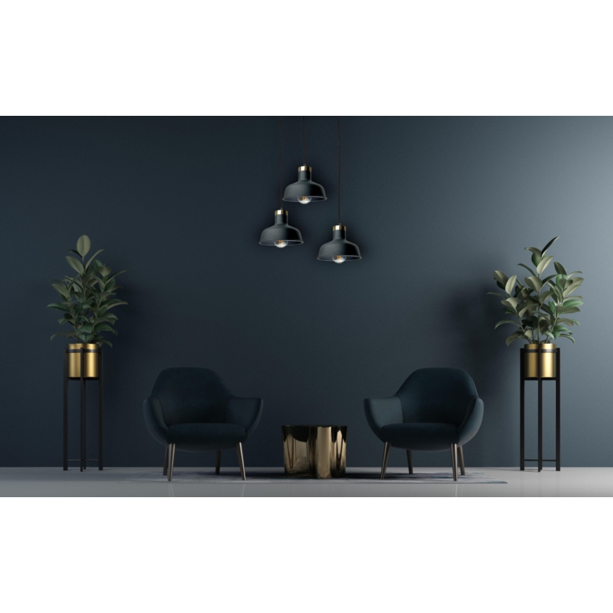 Luster na lanku HEBE 3xE27/60W/230V čierna