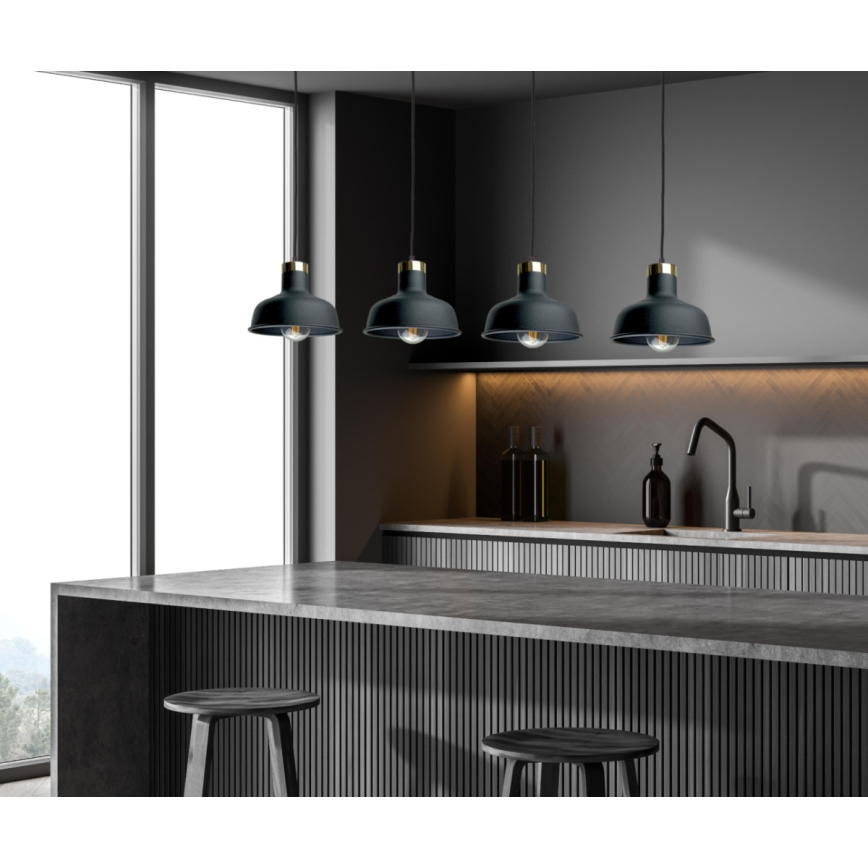 Luster na lanku HEBE 4xE27/60W/230V čierna