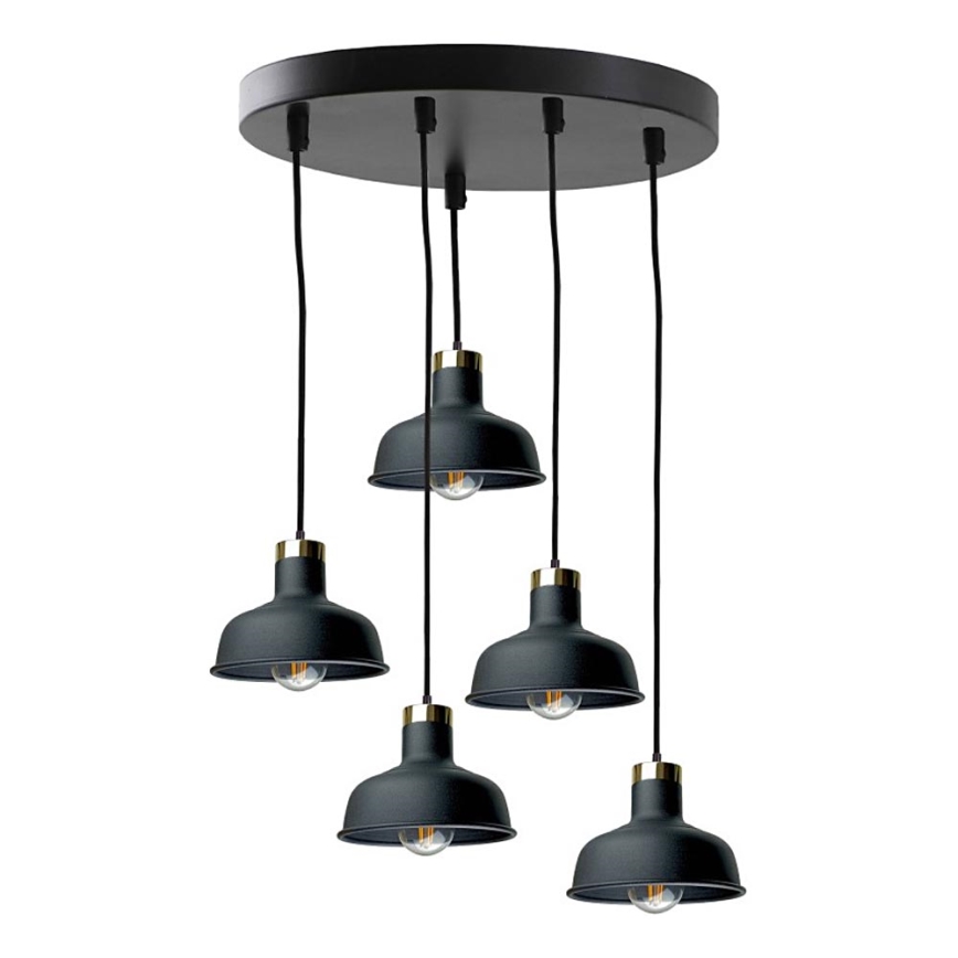 Luster na lanku HEBE 5xE27/60W/230V čierna
