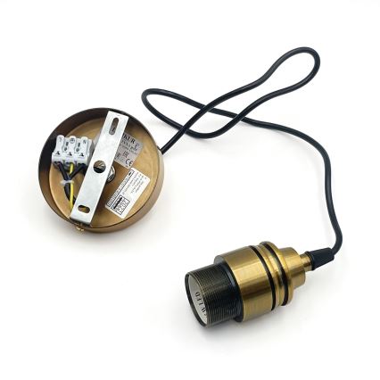 Luster na lanku HECTOR 1xE27/15W/230V biela/mosadz pr. 25 cm