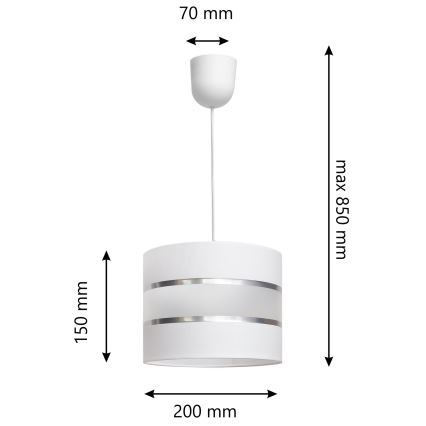 Luster na lanku HELEN 1xE27/15W/230V biela