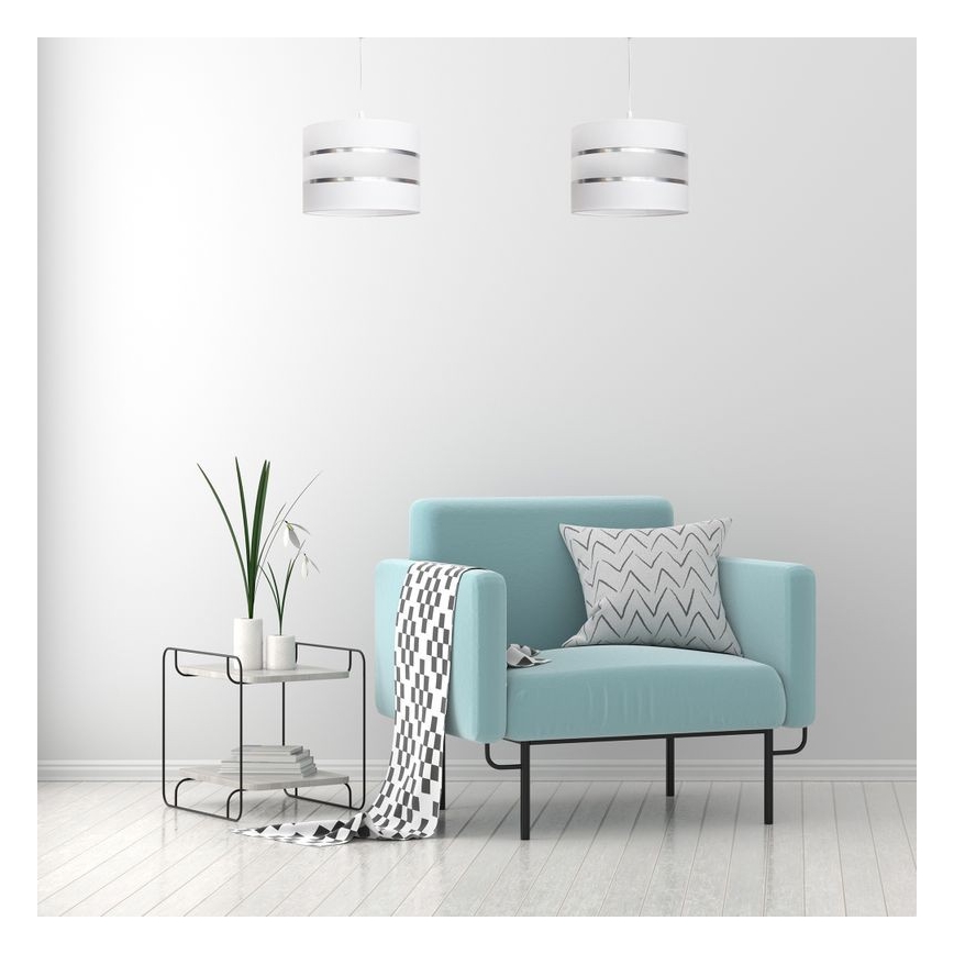 Luster na lanku HELEN 1xE27/15W/230V pr. 20 cm biela