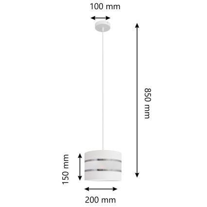 Luster na lanku HELEN 1xE27/15W/230V pr. 20 cm biela