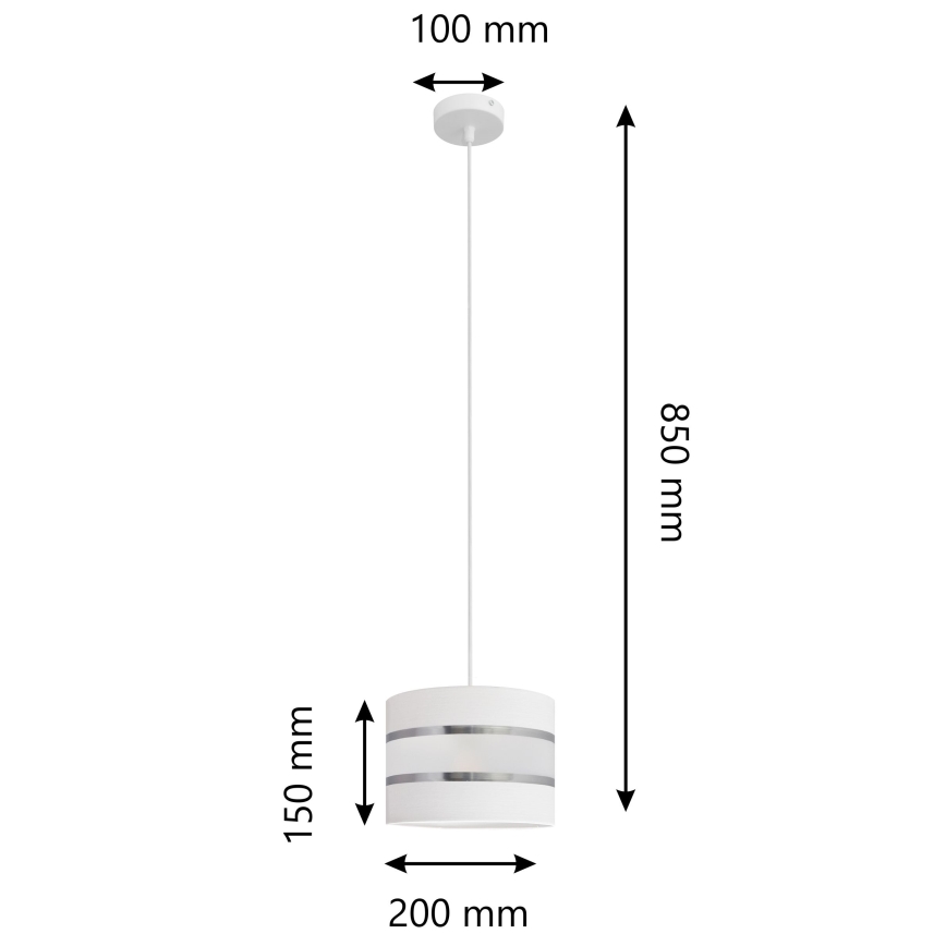 Luster na lanku HELEN 1xE27/15W/230V pr. 20 cm biela