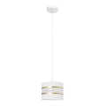 Luster na lanku HELEN 1xE27/15W/230V pr. 20 cm biela/zlatá