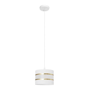Luster na lanku HELEN 1xE27/15W/230V pr. 20 cm biela/zlatá