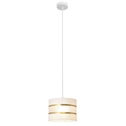 Luster na lanku HELEN 1xE27/15W/230V pr. 20 cm biela/zlatá