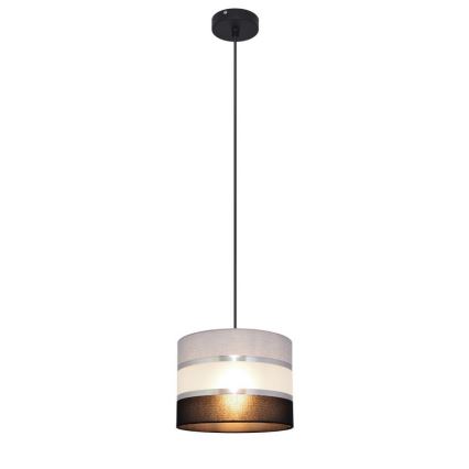 Luster na lanku HELEN 1xE27/15W/230V pr. 20 cm čierna/šedá/strieborná