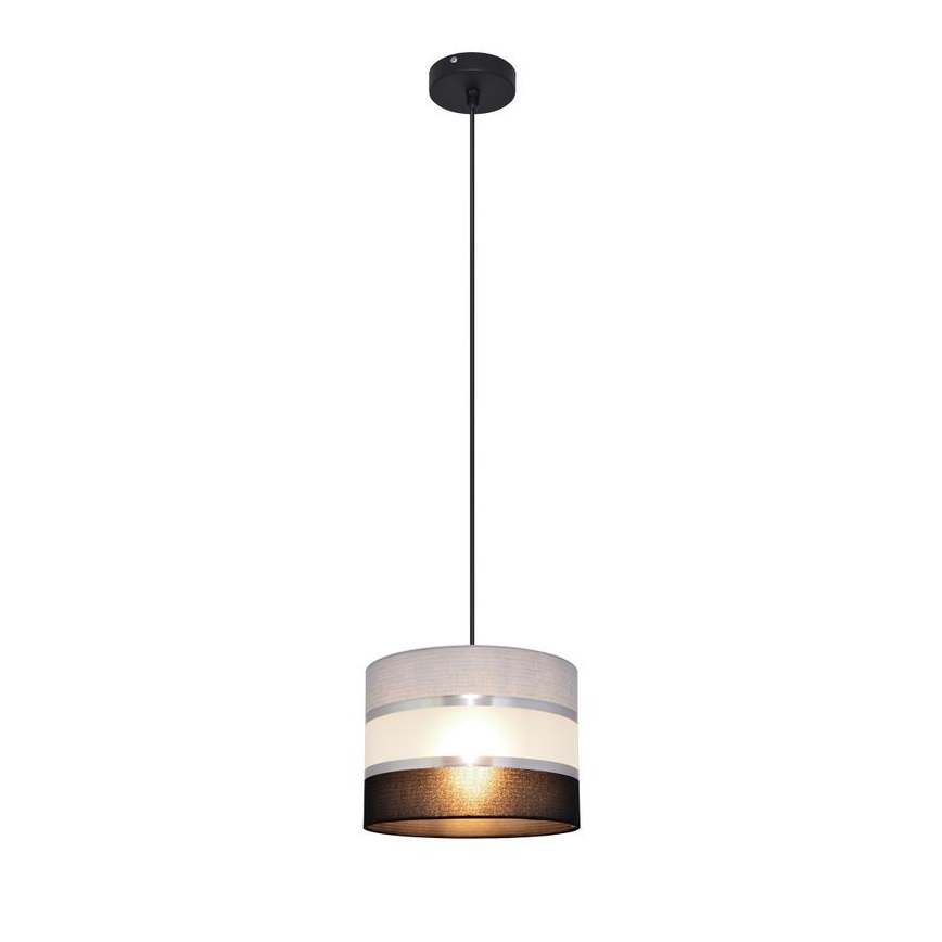 Luster na lanku HELEN 1xE27/15W/230V pr. 20 cm čierna/šedá/strieborná