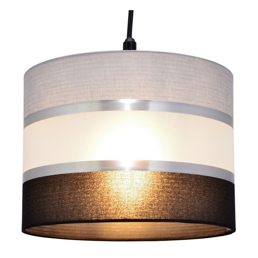 Luster na lanku HELEN 1xE27/15W/230V pr. 20 cm čierna/šedá/strieborná