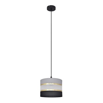 Luster na lanku HELEN 1xE27/15W/230V pr. 20 cm čierna/šedá/zlatá