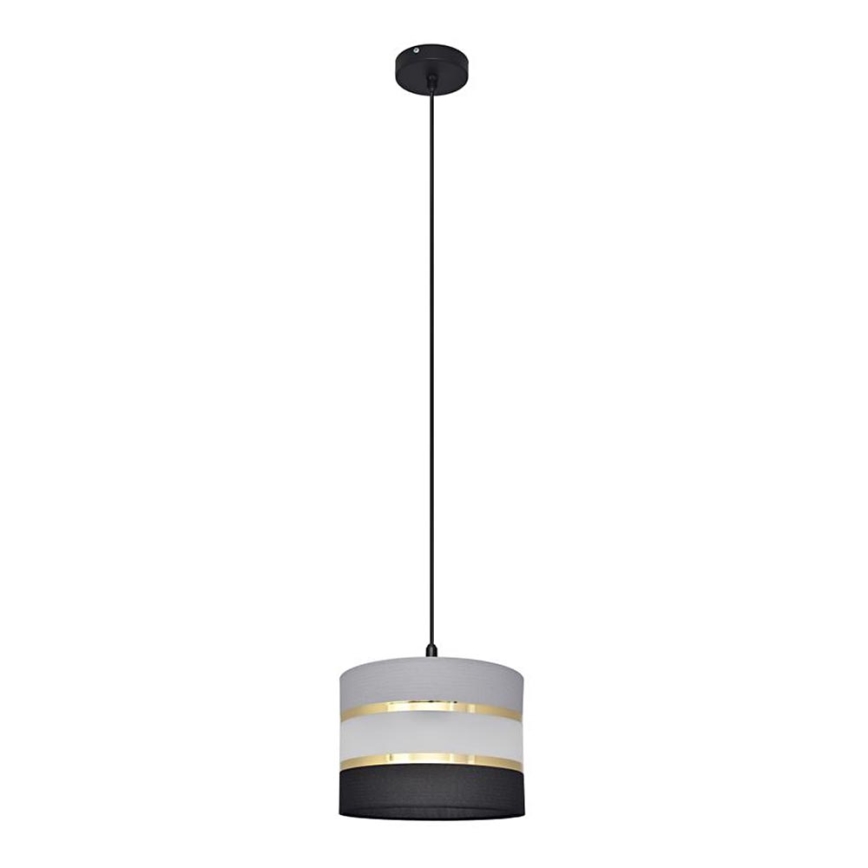 Luster na lanku HELEN 1xE27/15W/230V pr. 20 cm čierna/šedá/zlatá