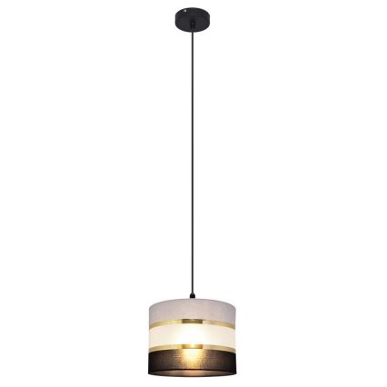 Luster na lanku HELEN 1xE27/15W/230V pr. 20 cm čierna/šedá/zlatá