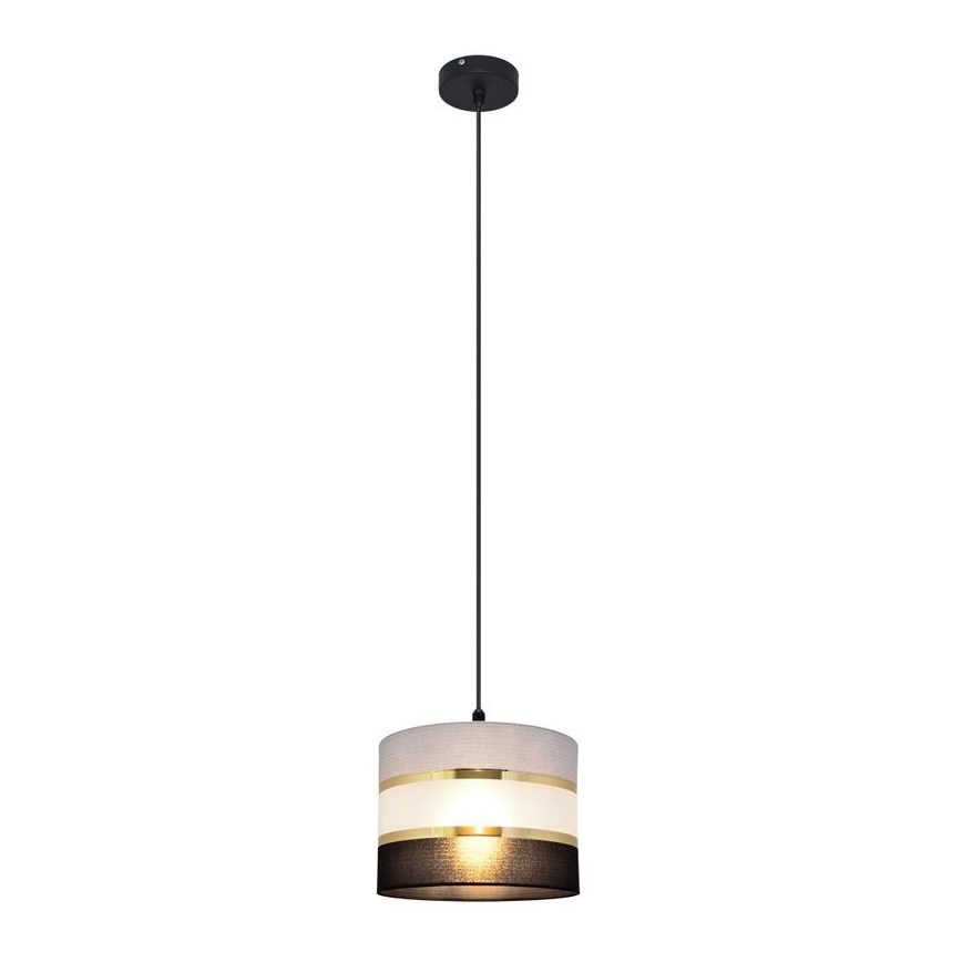 Luster na lanku HELEN 1xE27/15W/230V pr. 20 cm čierna/šedá/zlatá