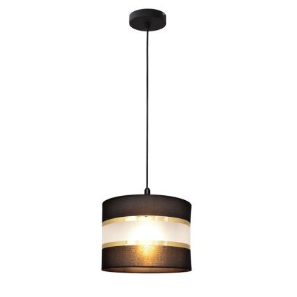 Luster na lanku HELEN 1xE27/15W/230V pr. 20 cm čierna/zlatá