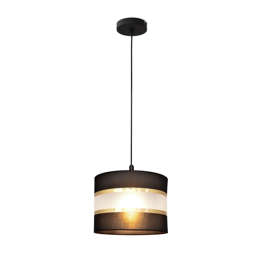 Luster na lanku HELEN 1xE27/15W/230V pr. 20 cm čierna/zlatá
