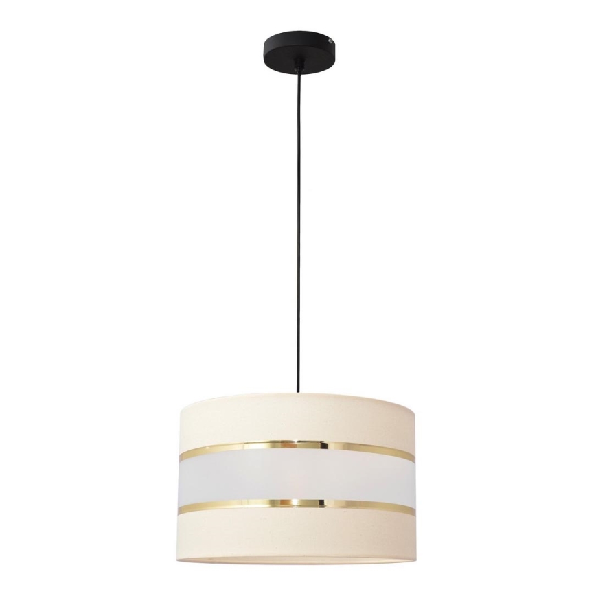 Luster na lanku HELEN 1xE27/15W/230V pr. 20 cm krémová/čierna/zlatá
