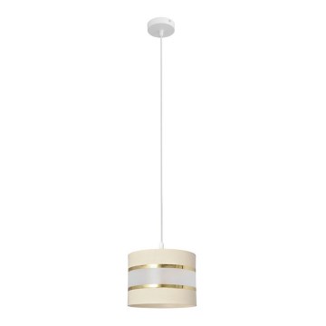 Luster na lanku HELEN 1xE27/15W/230V pr. 20 cm krémová/zlatá
