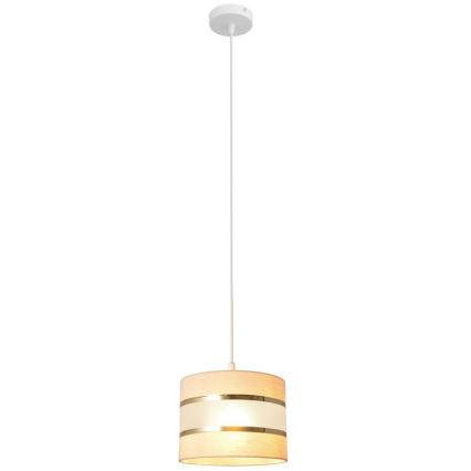 Luster na lanku HELEN 1xE27/15W/230V pr. 20 cm krémová/zlatá